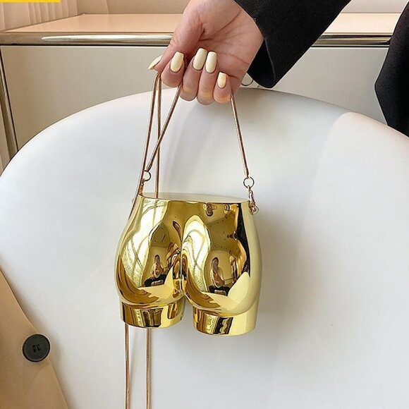 Mini Evening Bag for Women Novelty Hip Shaped Purse Handbag Acrylic Cluth Crossb - Picture 2 of 5